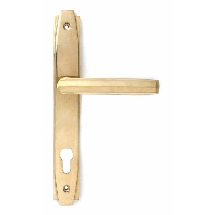 Polished Brass Art Deco Slimline Lever Espag. Lock Set