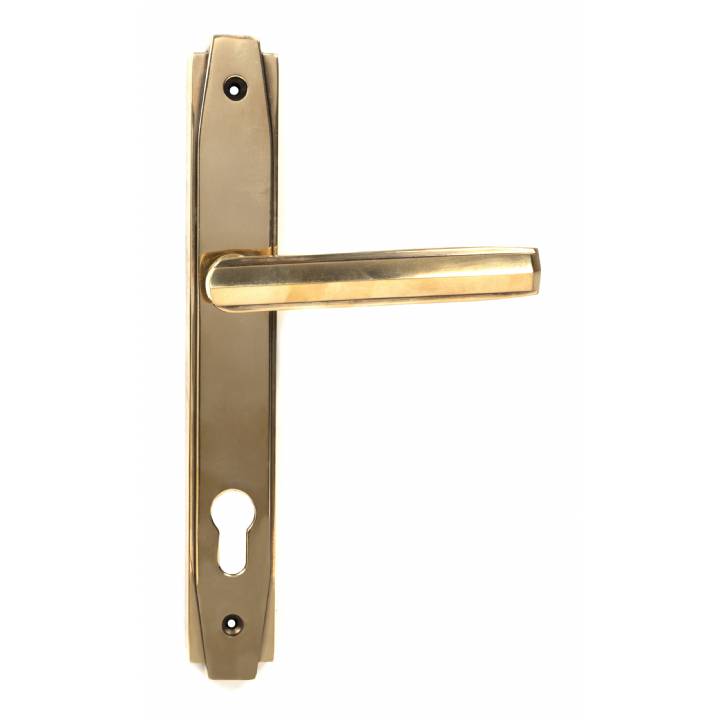 Aged Brass Art Deco Slimline Lever Espag. Lock Set