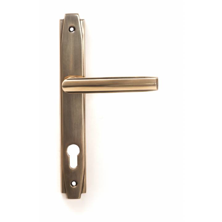 Polished Bronze Art Deco Slimline Lever Espag. Lock Set