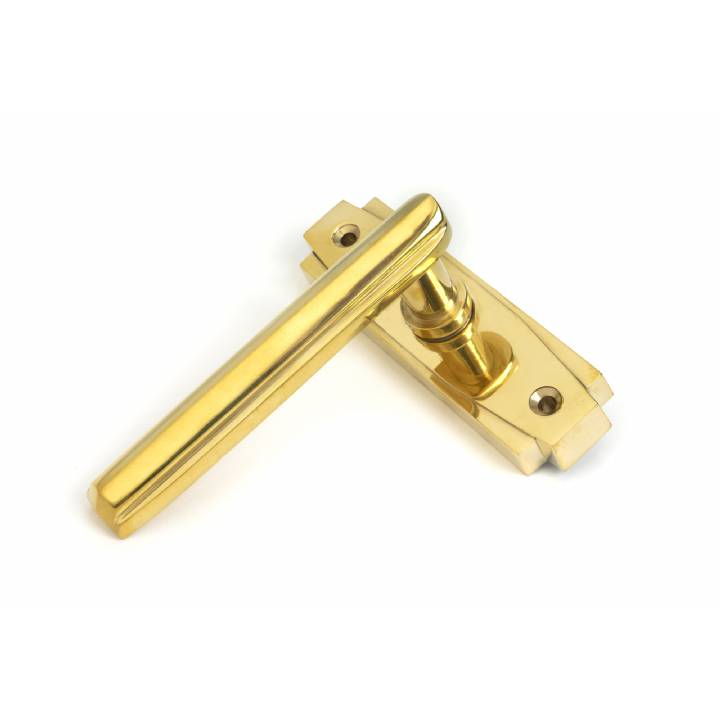 Polished Brass Art Deco Lever on Rose Set