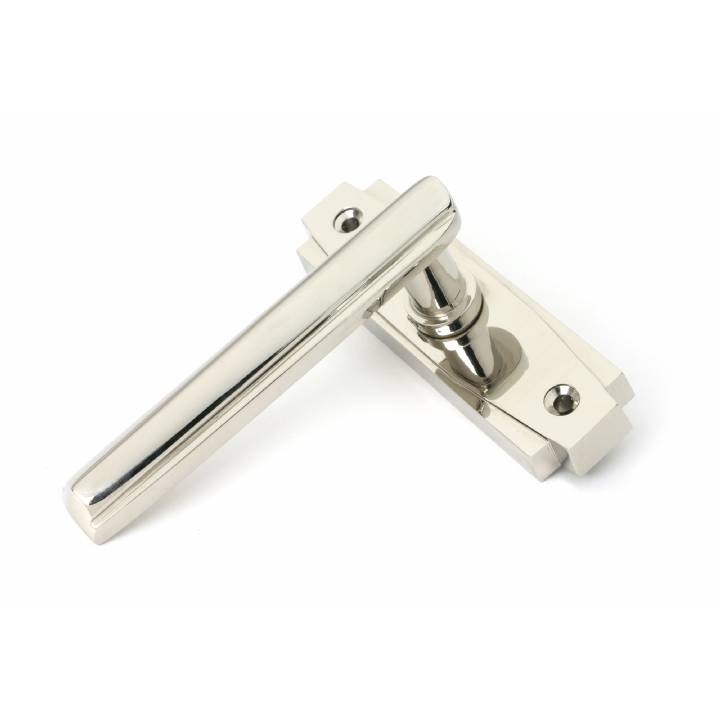 Polished Nickel Art Deco Lever on Rose Set