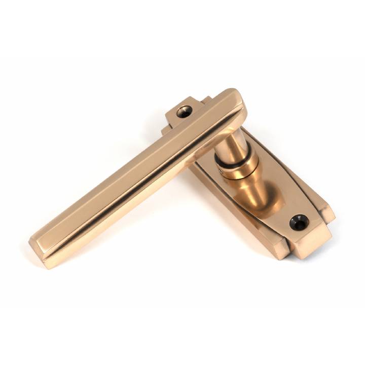 Polished Bronze Art Deco Lever on Rose Set