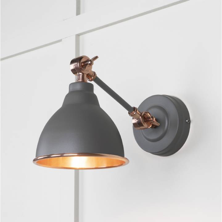 Smooth Copper Brindley Wall Light in Bluff