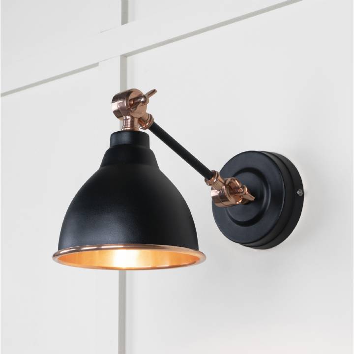 Smooth Copper Brindley Wall Light in Elan Black