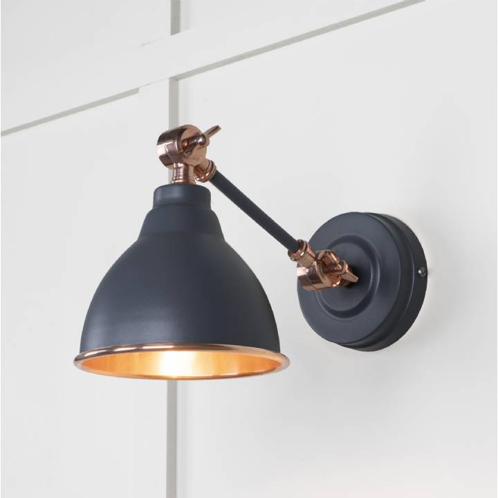 Smooth Copper Brindley Wall Light in Slate