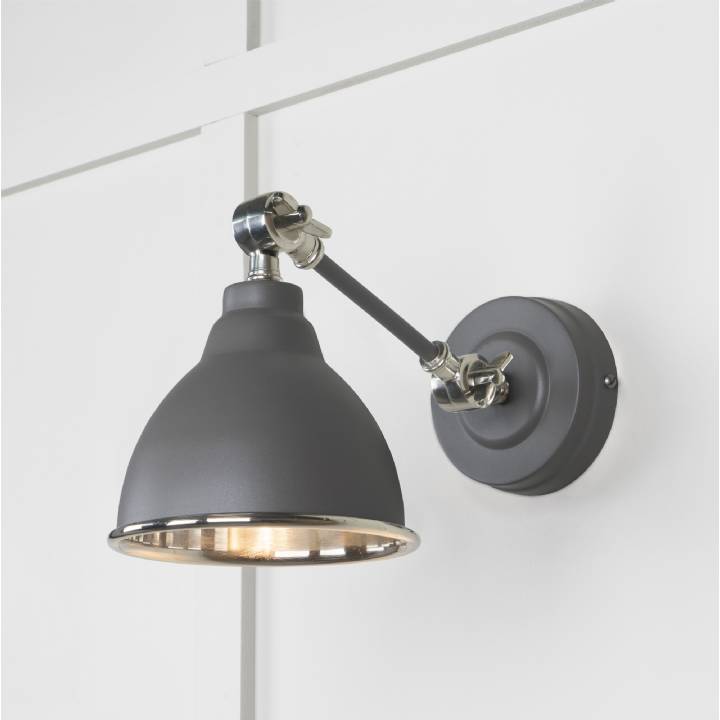 Smooth Nickel Brindley Wall Light in Bluff