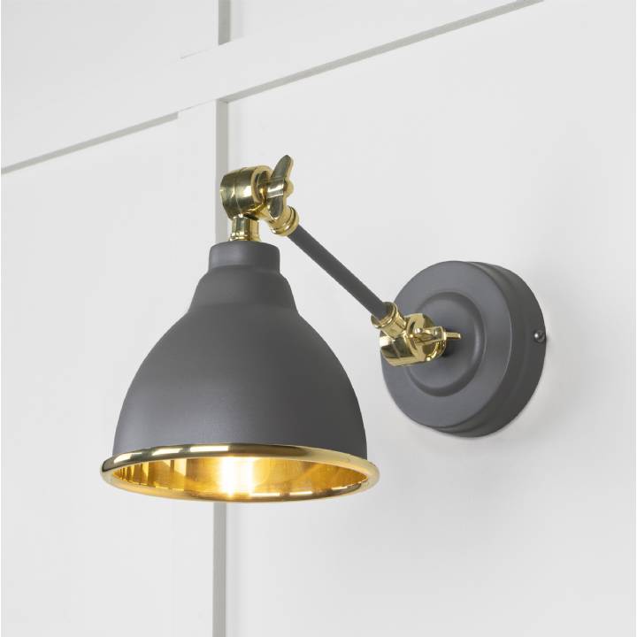 Smooth Brass Brindley Wall Light in Bluff