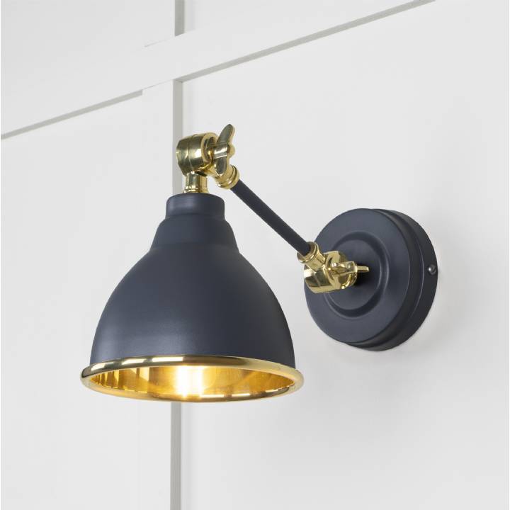 Smooth Brass Brindley Wall Light in Slate
