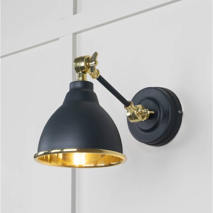 Smooth Brass Brindley Wall Light in Soot