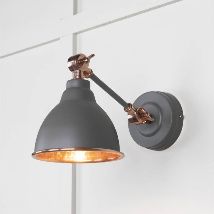 Hammered Copper Brindley Wall Light in Bluff
