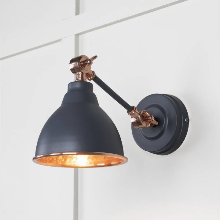 Hammered Copper Brindley Wall Light in Slate