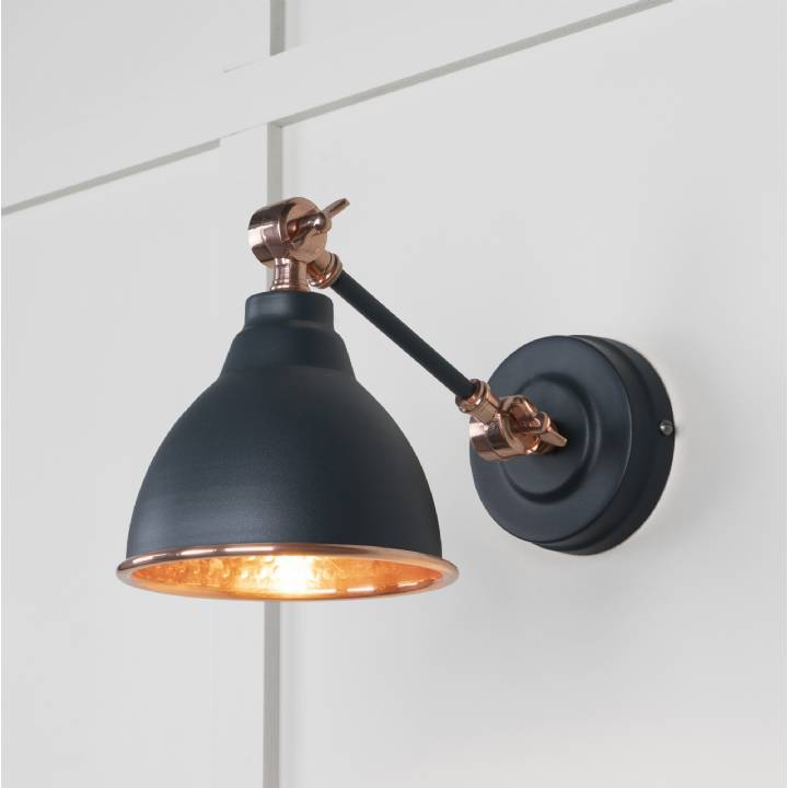 Hammered Copper Brindley Wall Light in Soot