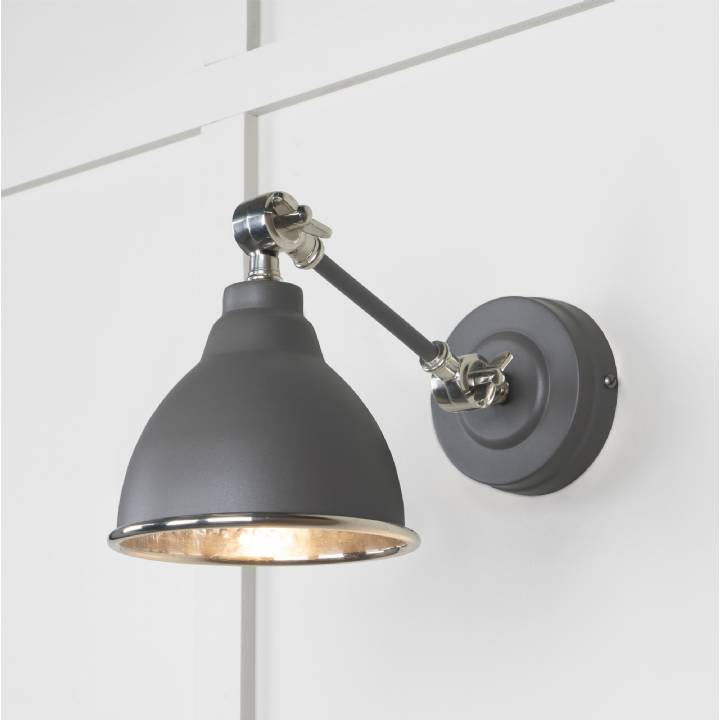 Hammered Nickel Brindley Wall Light in Bluff