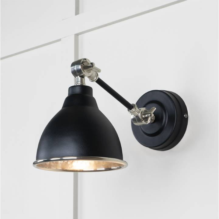 Hammered Nickel Brindley Wall Light in Elan Black