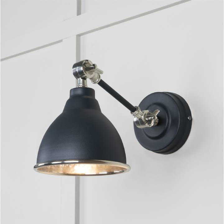 Hammered Nickel Brindley Wall Light in Soot