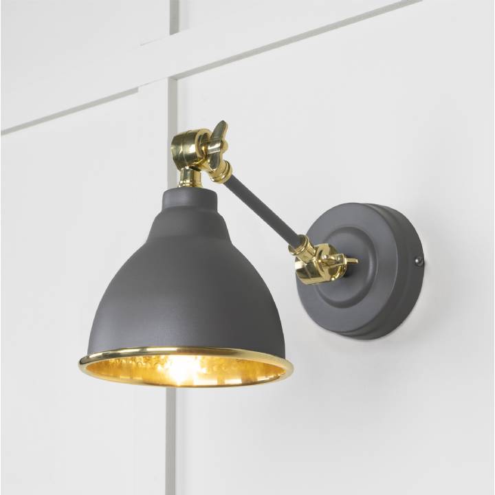 Hammered Brass Brindley Wall Light in Bluff