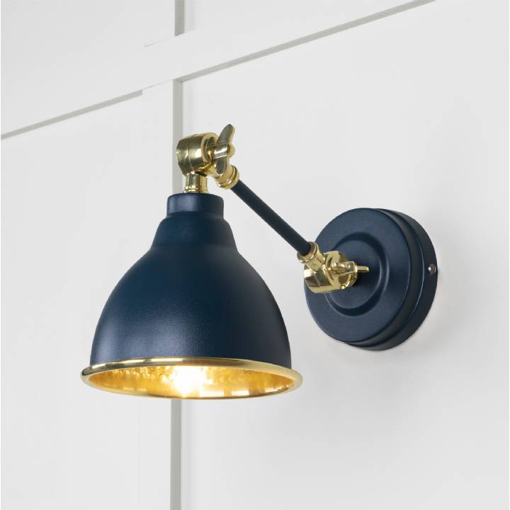 Hammered Brass Brindley Wall Light in Dusk