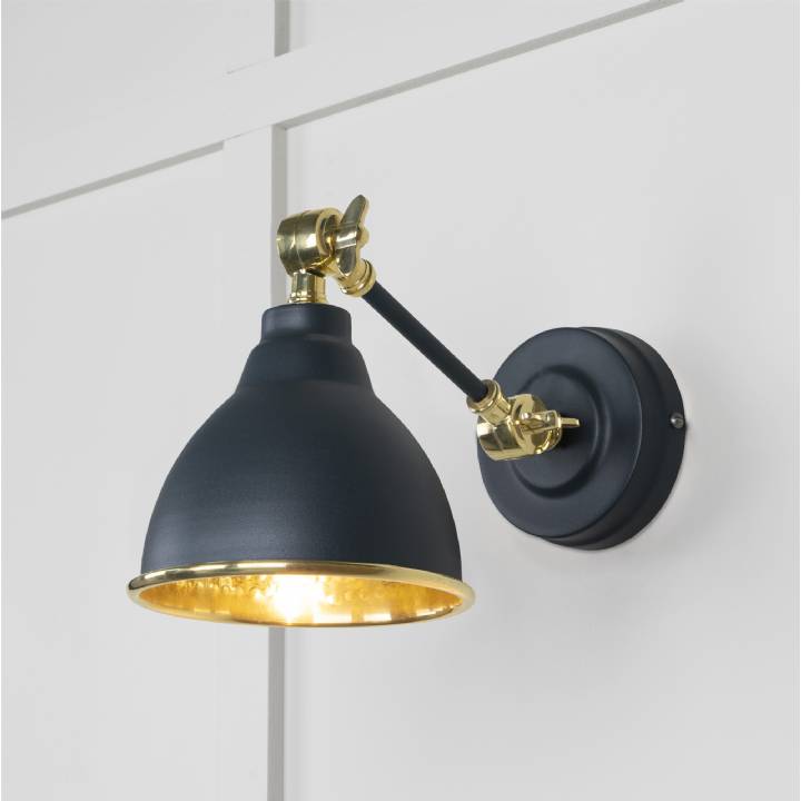 Hammered Brass Brindley Wall Light in Soot