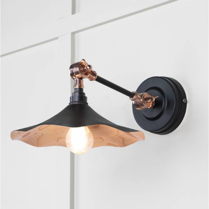 Smooth Copper Flora Wall Light in Elan Black