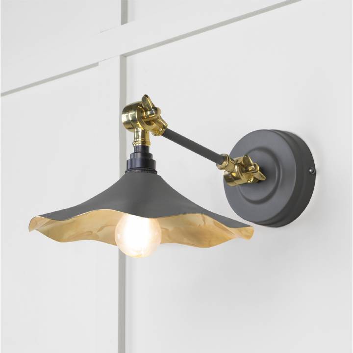 Smooth Brass Flora Wall Light in Bluff