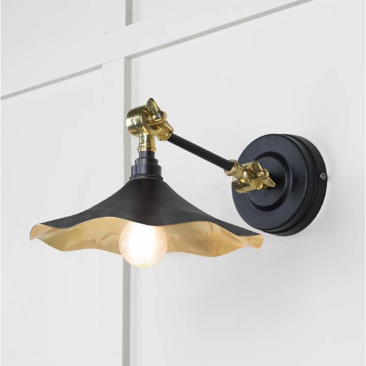 Smooth Brass Flora Wall Light in Elan Black