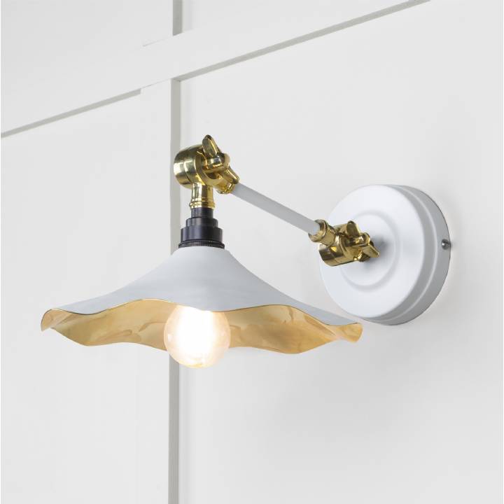 Smooth Brass Flora Wall Light in Flock