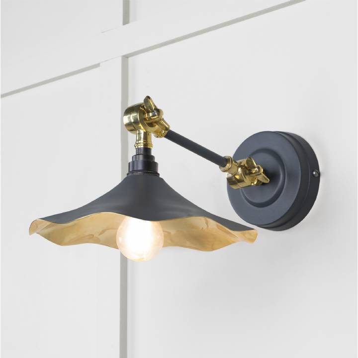 Smooth Brass Flora Wall Light in Slate