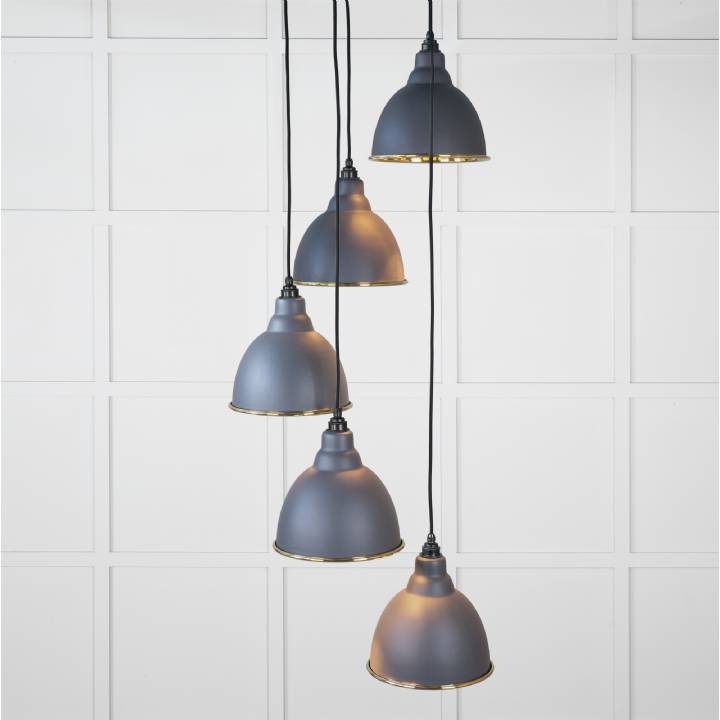 Hammered Brass Brindley Cluster Pendant in Slate