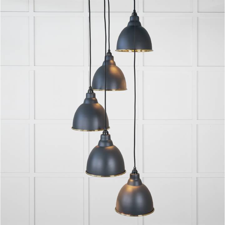 Hammered Brass Brindley Cluster Pendant in Soot