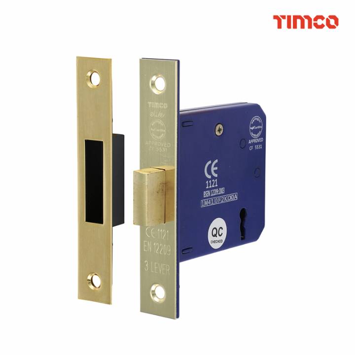 TIMCO 3 LEVER DEADLOCK 76MM BRASS