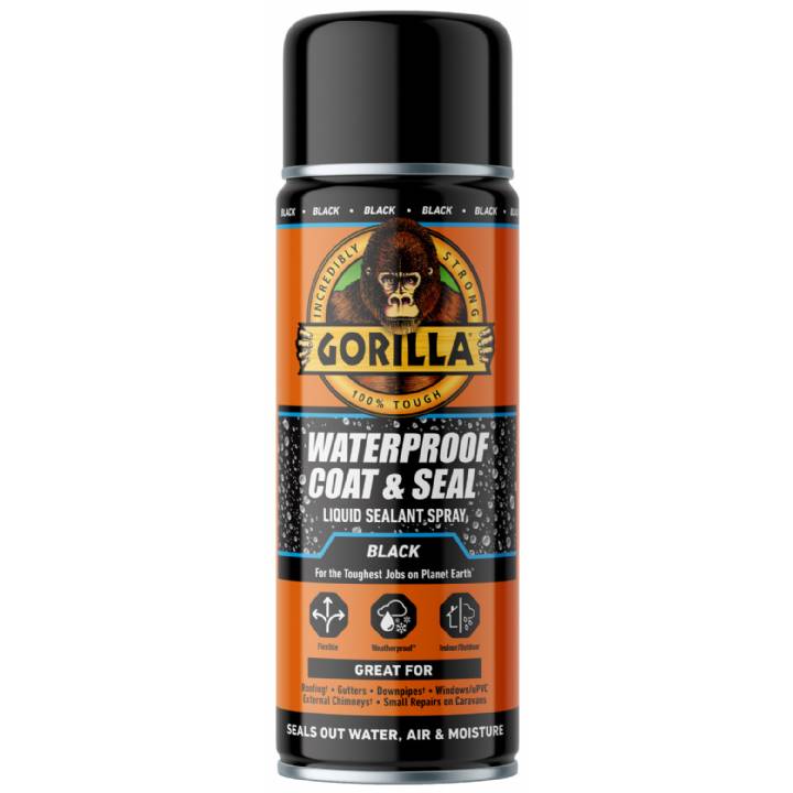 WATERPROOF COAT & SEAL LIQUID RUBBER BLACK SPRAY