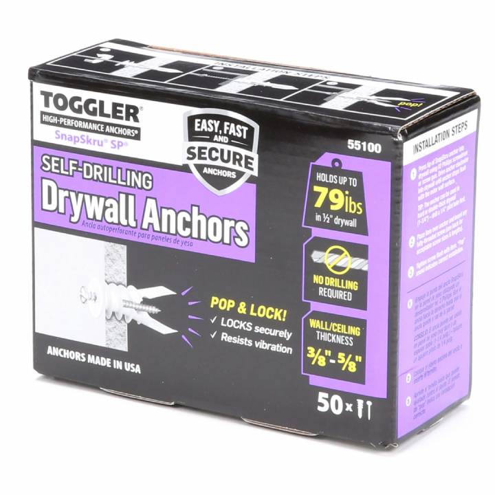 TOGGLER SELF-DRILLING DRYWALL ANCHORS PK50