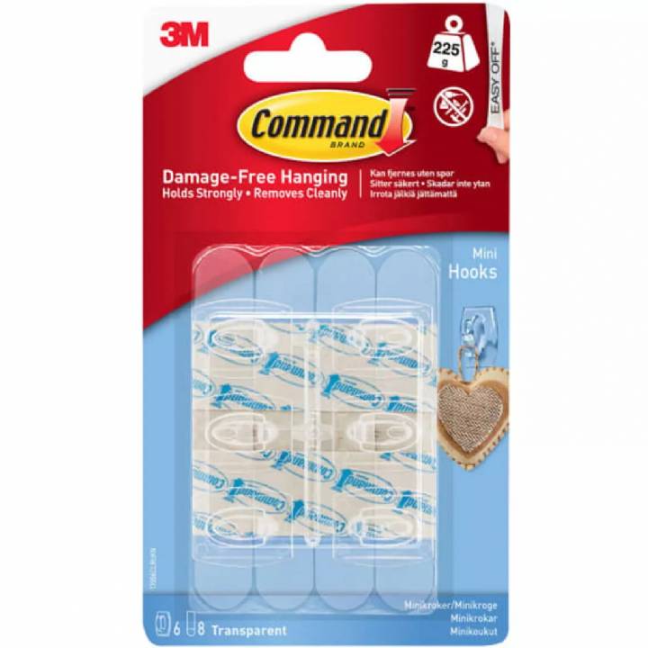 COMMAND CLEAR MINI HOOKS PK.6