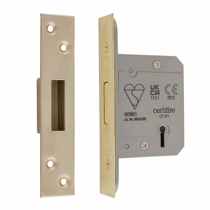 EUROSPEC LDB5525PVD 5-LEVER DEADLOCK BRASS 64MM (2.5IN)