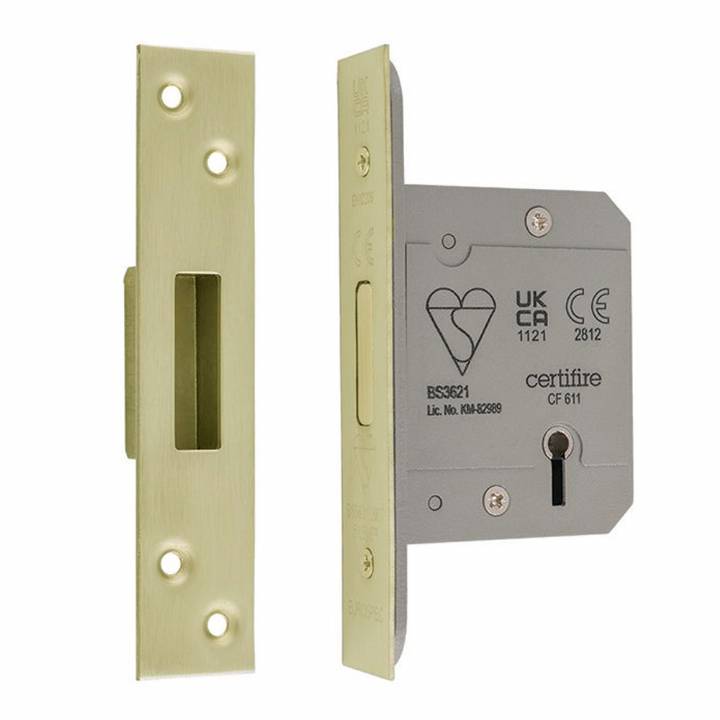EUROSPEC LDB5530PVD 5-LEVER DEADLOCK BRASS 76MM (3IN)