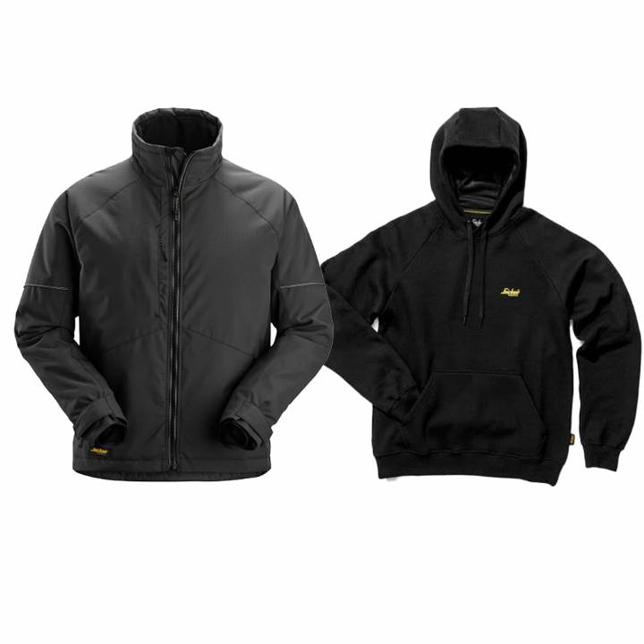 SNICKERS 1158 BLACK WINTER JACKET WITH FREE HOODIE