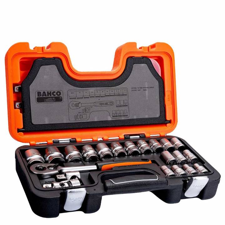BAHCO SQUARE DRIVE SOCKET SETMETRIC HEX AND RATCHET 1/2IN  24PC