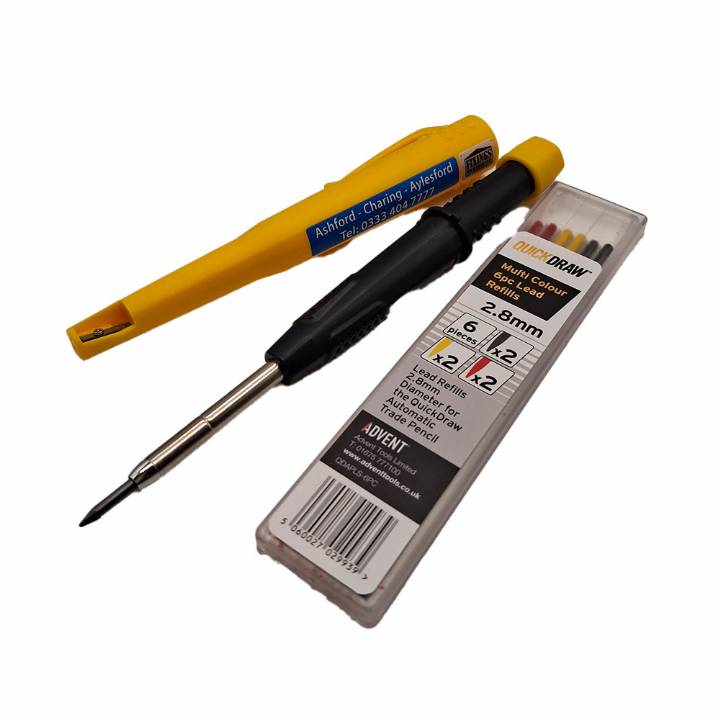 RETRACTABLE QUICKDRAW CARPENTERS PENCIL WITH FREE COLOURED LEADS