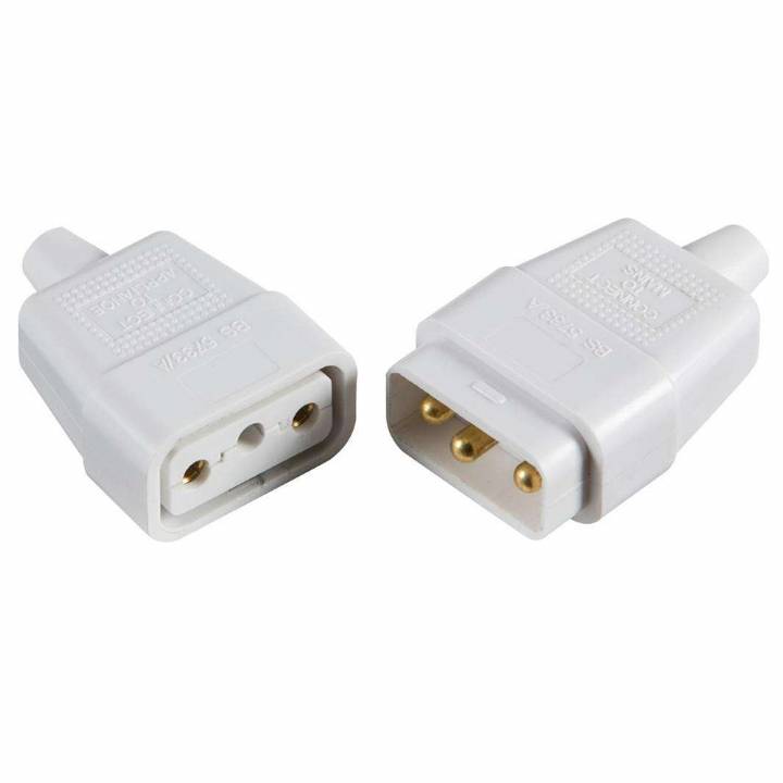 ABM 3 PIN WHITE RUBBER CABLE CONNECTOR PLUG