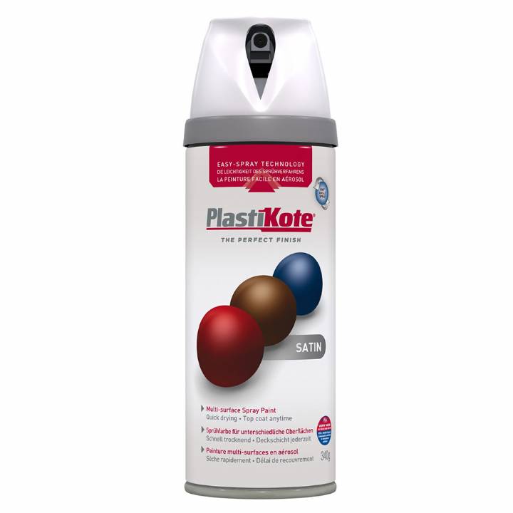 PLASTIKOTE TWIST & SPRAY WHITE SATIN PAINT 400ML