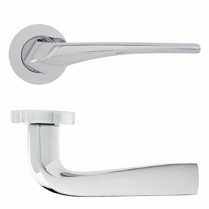 ECLIPSE POLISHED CHROME LANZA LEVER ON ROSE DOOR HANDLE