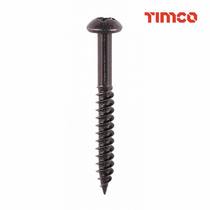TIMCO PZ BLACKJAX ROUND HEAD BLACK WOOD SCREWS