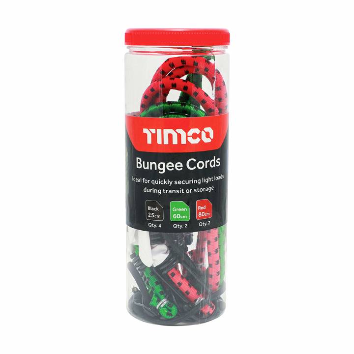 TIMCO BUNGEE CORDS ASSORTED 8 PK