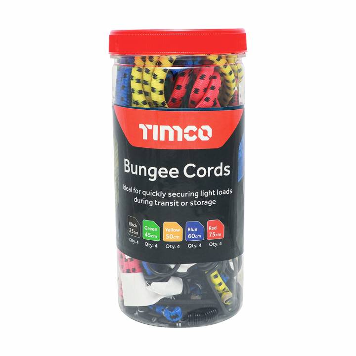 TIMCO BUNGEE CORDS ASSORTED 20 PK