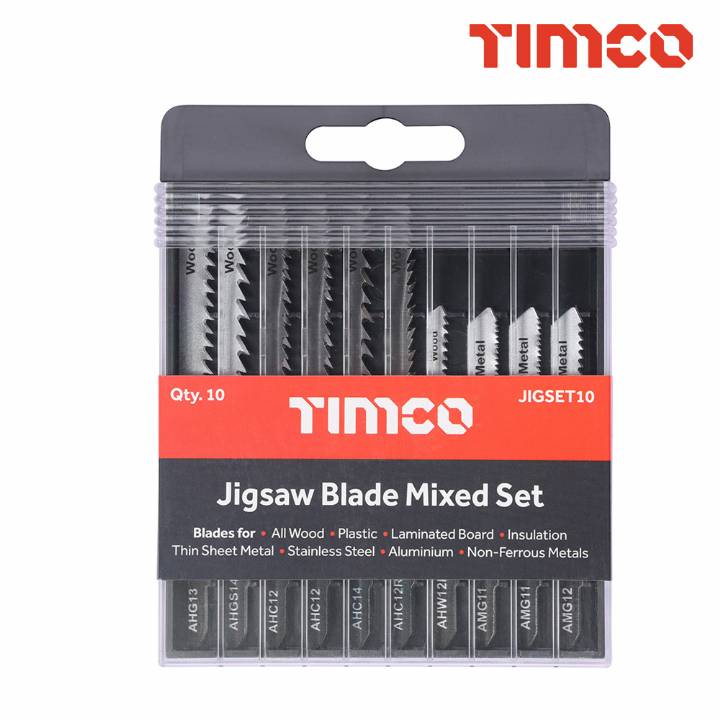 TIMCO MIXED JIGSAW SET -WOOD & METAL CUTTING BLADES PK10