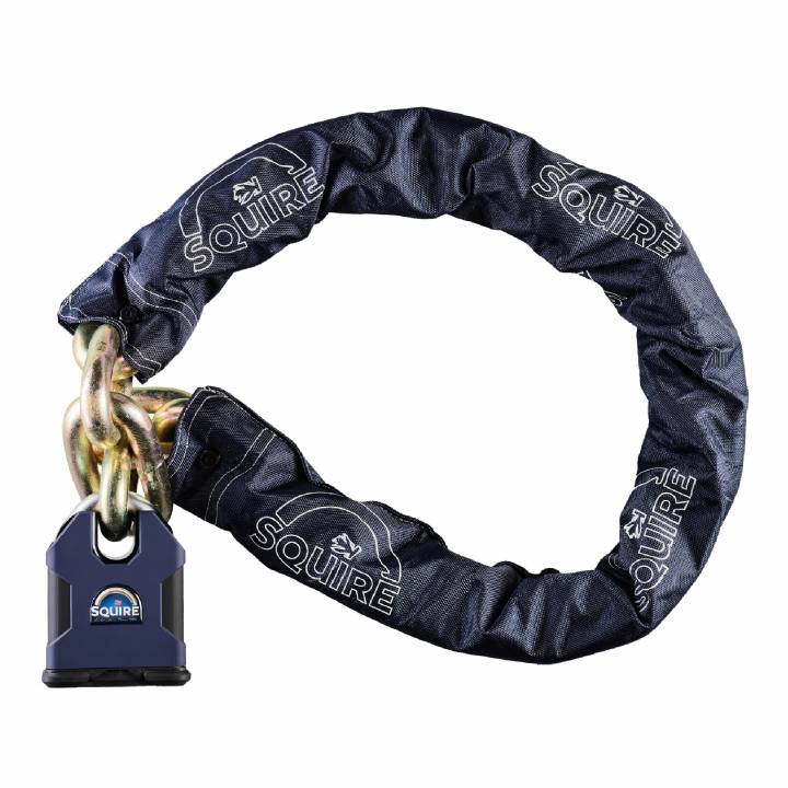 SQUIRE BEHEMOTH 100mm CLOSED SHACKLE PADLOCK +  22mm HARDENED ALLOY STEEL CHAIN