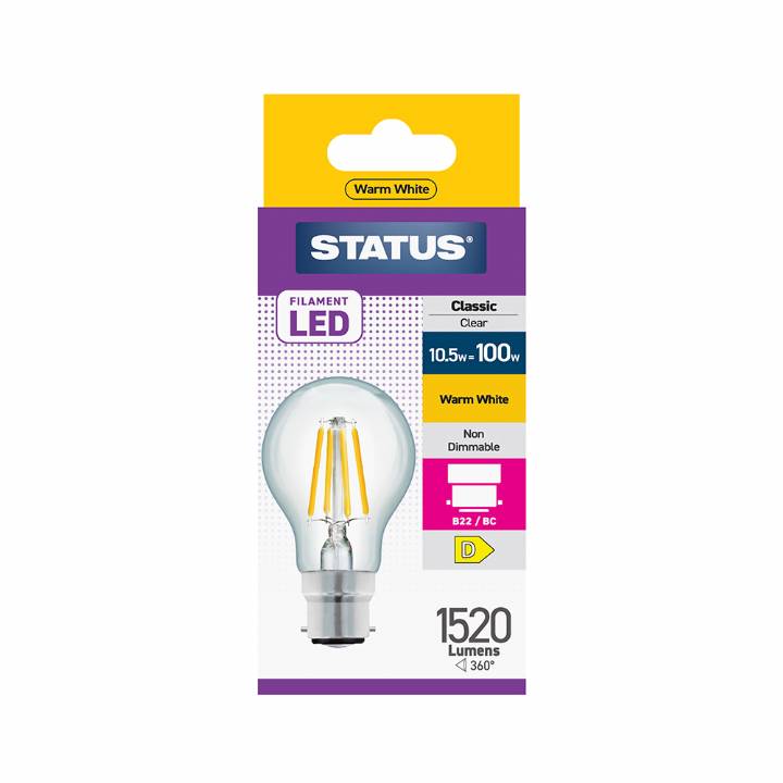 STATUS LED BC 11W - 100W WARM WHITE LED FILAMENT