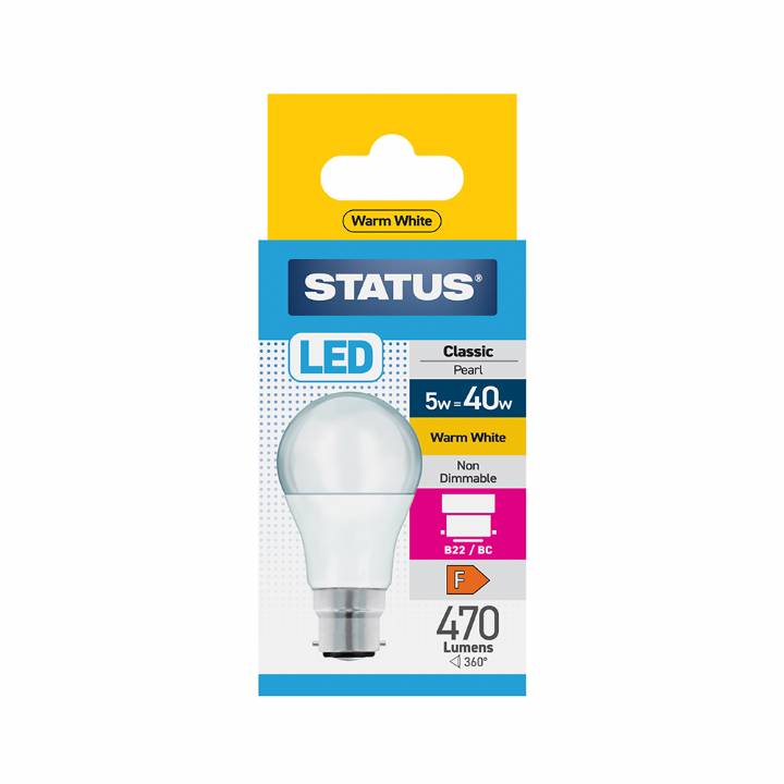 STATUS LED 6W/40W BC WARM WHITE BULB