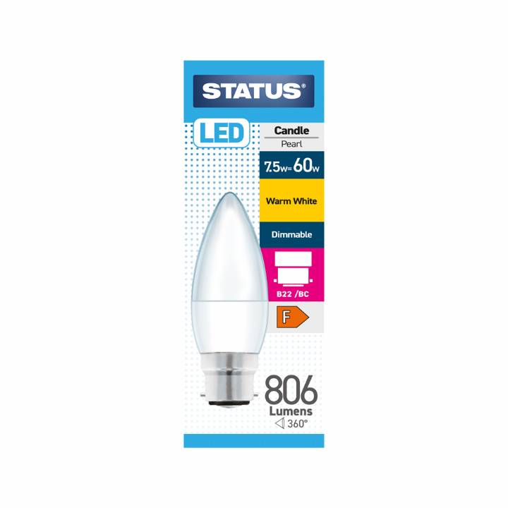 STATUS LED BC 60W CANDLE DIMMABLE BULB
