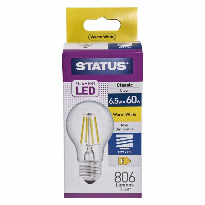 STATUS LED 6.5W E27 NON-DIMM LED FILAMENT